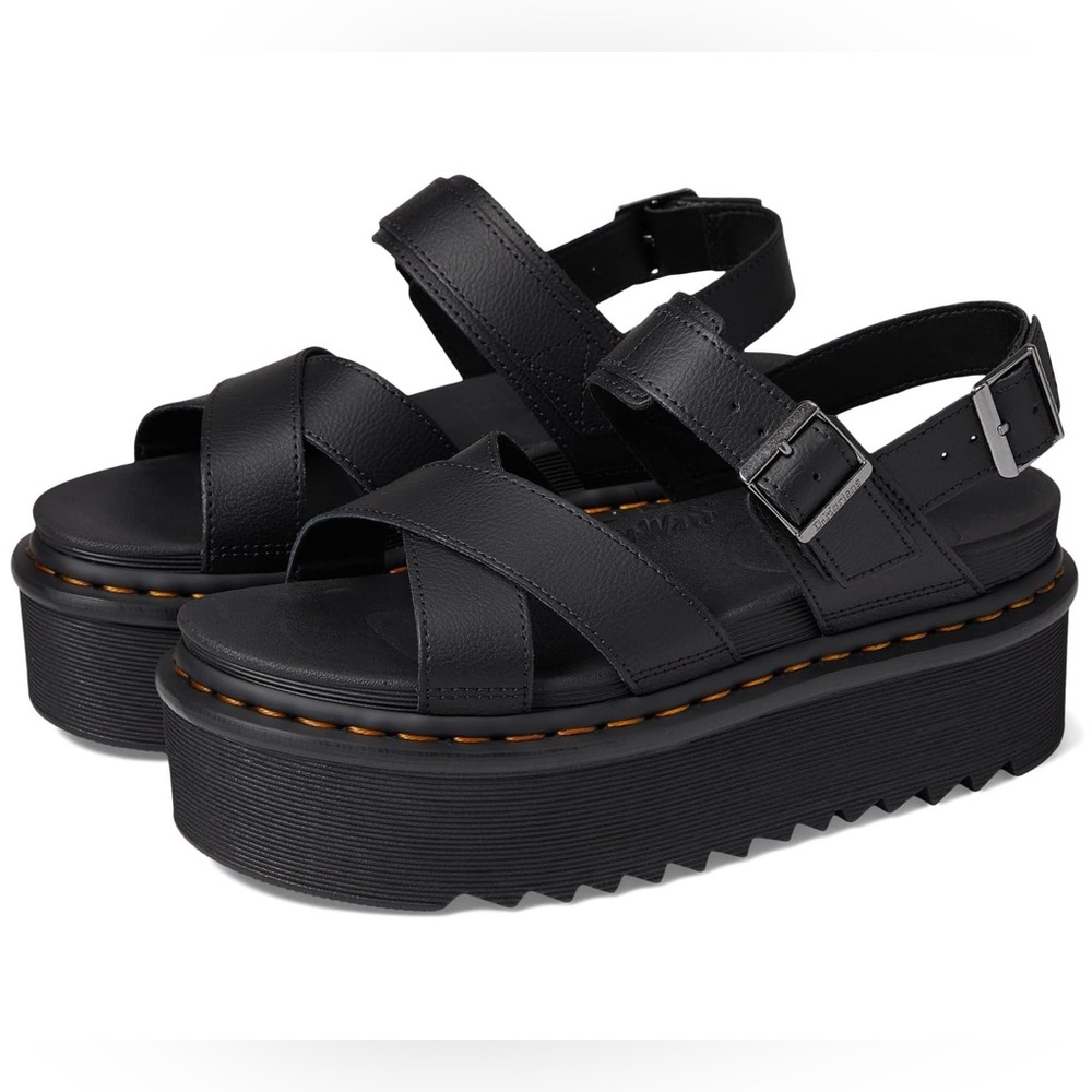 Dr. Martens Voss II Quad Athena 3 Inch Platform Sandals In Black Women's Size 9